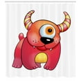 thumbnail image 2 of Cartoon Shower Curtain, Bizarre Devil Like Creature with 1 Eye and Horns, Fabric Bathroom Set with Hooks, 69W X 84L Inches Extra Long, Dark Pink Mustard Pale Orange Charcoal Grey, by Ambesonne, 2 of 2