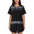 thumbnail image 1 of Balery Silver Glitter1 Conjunto de Pijama para Mujer con Estampado, Dos Piezas de Manga Corta y Shorts, Ropa de Dormir Suave con Cuello Redondo y Bolsillos-Large, 1 of 6