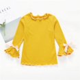 thumbnail image 3 of GYRATEDREAM Unisex Toddler Baby Solid Color Undershirt Boys Girls Wooden Ear Edge Fall Top Kids Long Sleeve Crew Neck Blouses Top for 1-8 Years, 3 of 7