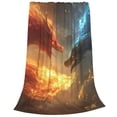 thumbnail image 2 of Honeii Red And Blue Fire Dragon B Print Fleece Blanket - Throw Blanket for Bed, Sofa, Couch, Camping, and Travel , Microplush Ultra Soft Warm Blanket-60"x50", 2 of 7