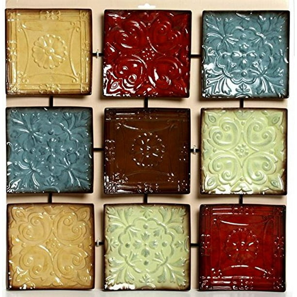 Hosley's 24.75" Square Metal Wall Decor Placque. Abstract