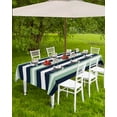 thumbnail image 4 of Fsddascl Green Navy Blue Striped Outdoor Tablecloth - 60x102 Inch Rectangle Dining Table Cover, Chic Abstract Lines Geometric Waterproof Outdoor Table Cloth with Umbrella Hole & Zipper for Patio, 4 of 7