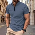 thumbnail image 2 of T-Shirts Male Daily Patchwork Pocket Stand Collar Solid Color Short Sleeve Mens Summer Shirts Grey S, 2 of 4