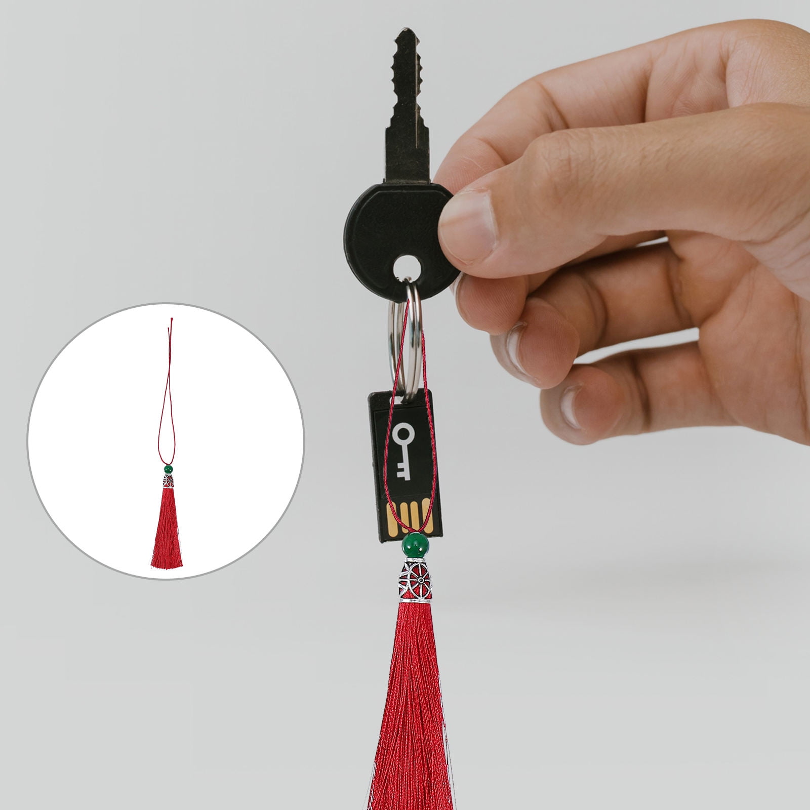 LOLIPPYY 20 Pieces Assorted Color Polyester Tassel Keychain Craft Hanging Accessories for Bags and Keys