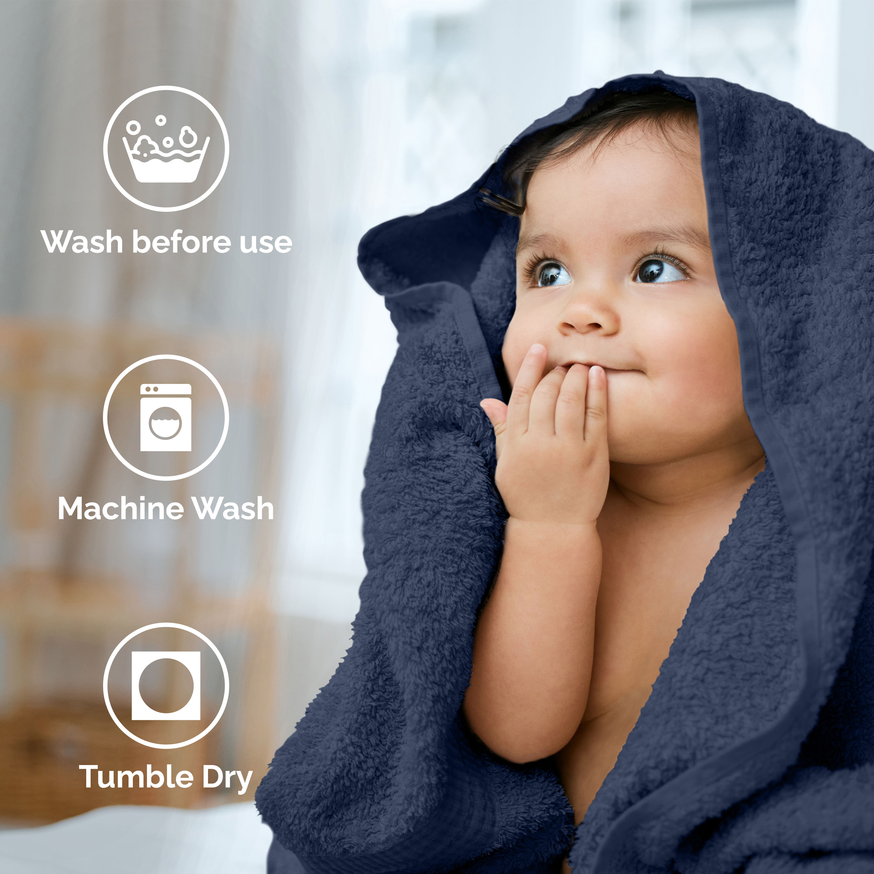 Martex Easy Living 6-Piece Cotton Towel Set, Soft & Quick-Dry Towels, Navy
