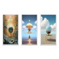thumbnail image 2 of Designart "Infinite Possibilities in Retro Futurism" Abstract Landscape Framed Wall Art Set Of 3 - Blue Abstract Landscapes Frame Gallery Set For Office Decor, 2 of 6