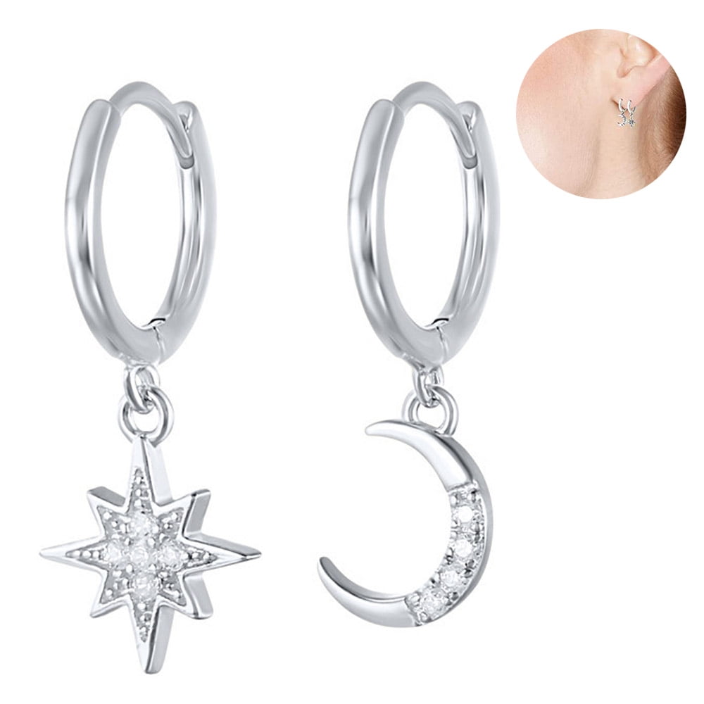 Clip on Earring Backs with Pads Dangle Snowflake White Gold Plated for Women Girls Kids Jewelry Gift Box 