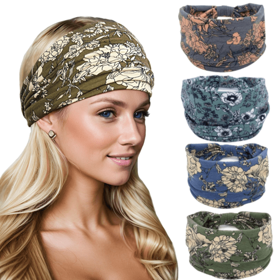 4 Pack Wide Headbands for Women Stylish Head Wraps Boho Thick Hairbands Large African Sport Yoga Turban Headband Hair Accessories