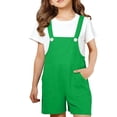 thumbnail image 3 of Mercatoo Teen Girls Bib Overalls Shorts Kids Sleeveless Solid Color Suspender School Rompe1 Tween Trendy Summer Casual Shortalls, 3 of 9