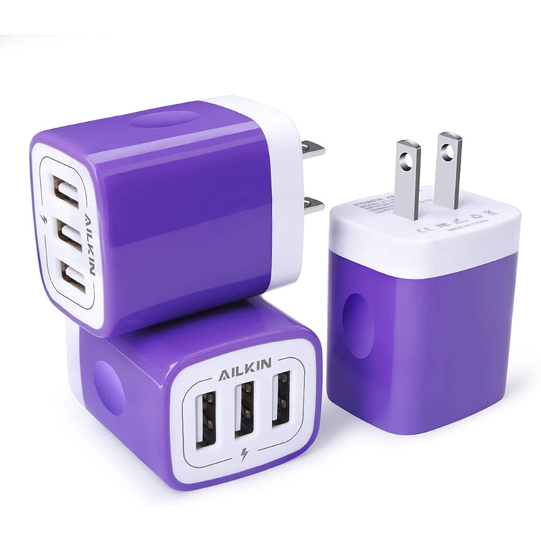 Ailkin 3.1A Triple USB Wall Charger Block 3-Pack photo 1