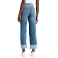 thumbnail image 3 of Time and Tru Women's High Rise Straight Leg Cuffed Jeans, 29" Inseam, Sizes 2-20, 3 of 7