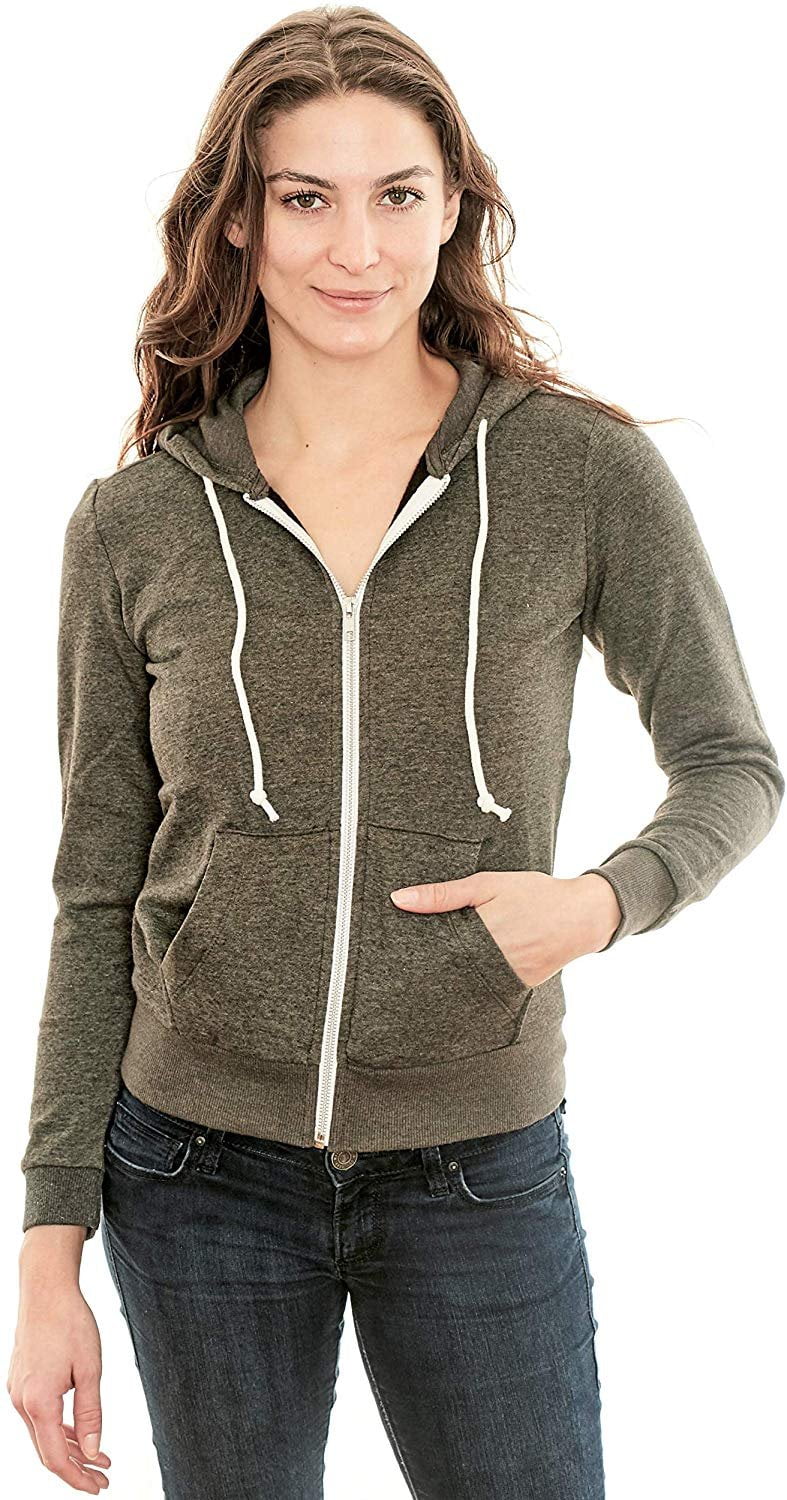 Womens Hooded Sweatshirt - Traditional Fit Soft Light Fleece Zip Up ...