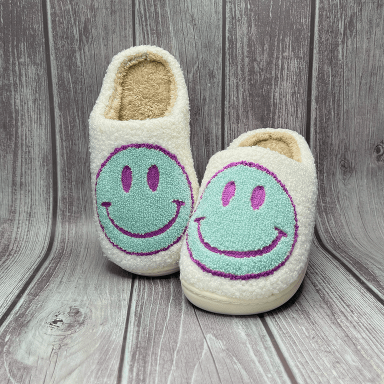 Smiley Face Slippers Unisex Slip Resistant Slide On House