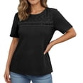 thumbnail image 5 of T Shirts for Women 2026 Summer Short Sleeve Crewneck Hollow out Breathable Dressy Casual Office Work Tshirt Blouse, 5 of 8
