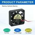 thumbnail image 3 of Uxcell 2 Pcs 3D Printer 4010 Cooling Fan, 24V 6000RPM 40 x 40 x 10 mm Hydraulic Bearing XH2.54 Extruder Cooling Fan with 30cm Cable 2 Pin Terminal for 3D Printer, 3 of 7