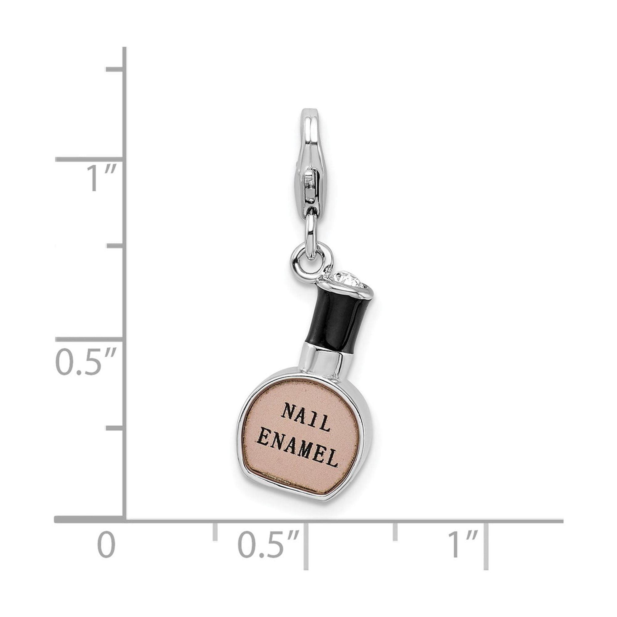Sterling Silver Nail Enamel Bottle Charm for Women with Pink and Black Enamel, Fashion Makeup Dangle Pendant for Bracelets, Symbol of Beauty and Self-Expression