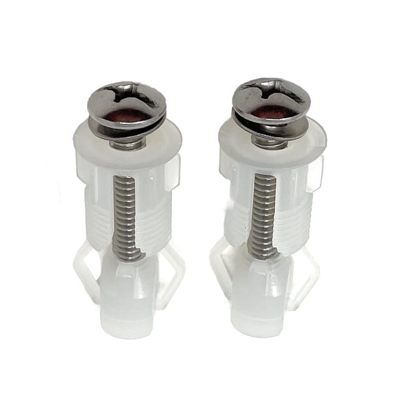 Madol Toilet Seat Hinge Bolts, 3-3/4” Stainless Steel Replacement Screws with Plastic Nylon Washers and Nuts, Universal fit for Most Top-Mount Toilets 2-Pack