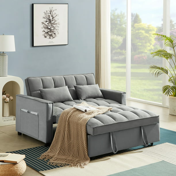 Jeg bærer tøj diagram forhold Holaki Small Velvet Convertible Loveseat Sleeper Sofa Couch with Adjustable  Backrest, 2 Seater Sofa With Pull-Out Bed with 2 Lumbar Pillows For Small  Living Room & Apartment, Gray - Walmart.com