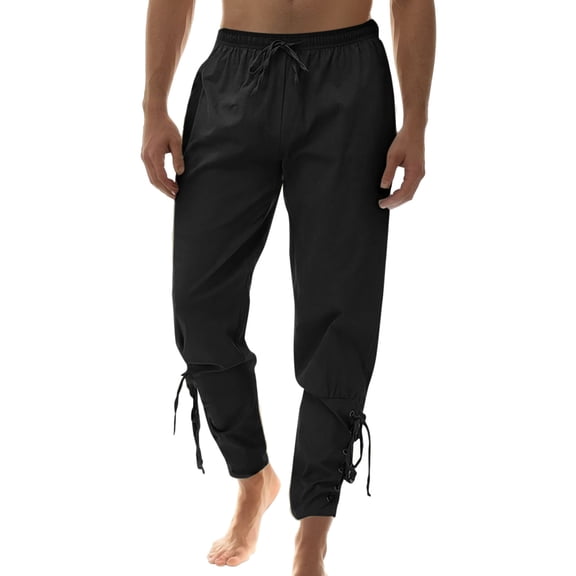 RUTAYY Men's Pants Solid Color with Pocket Slim Fit Daily Wear with Drawstrings Ankle Pants Travel Elegant Trousers