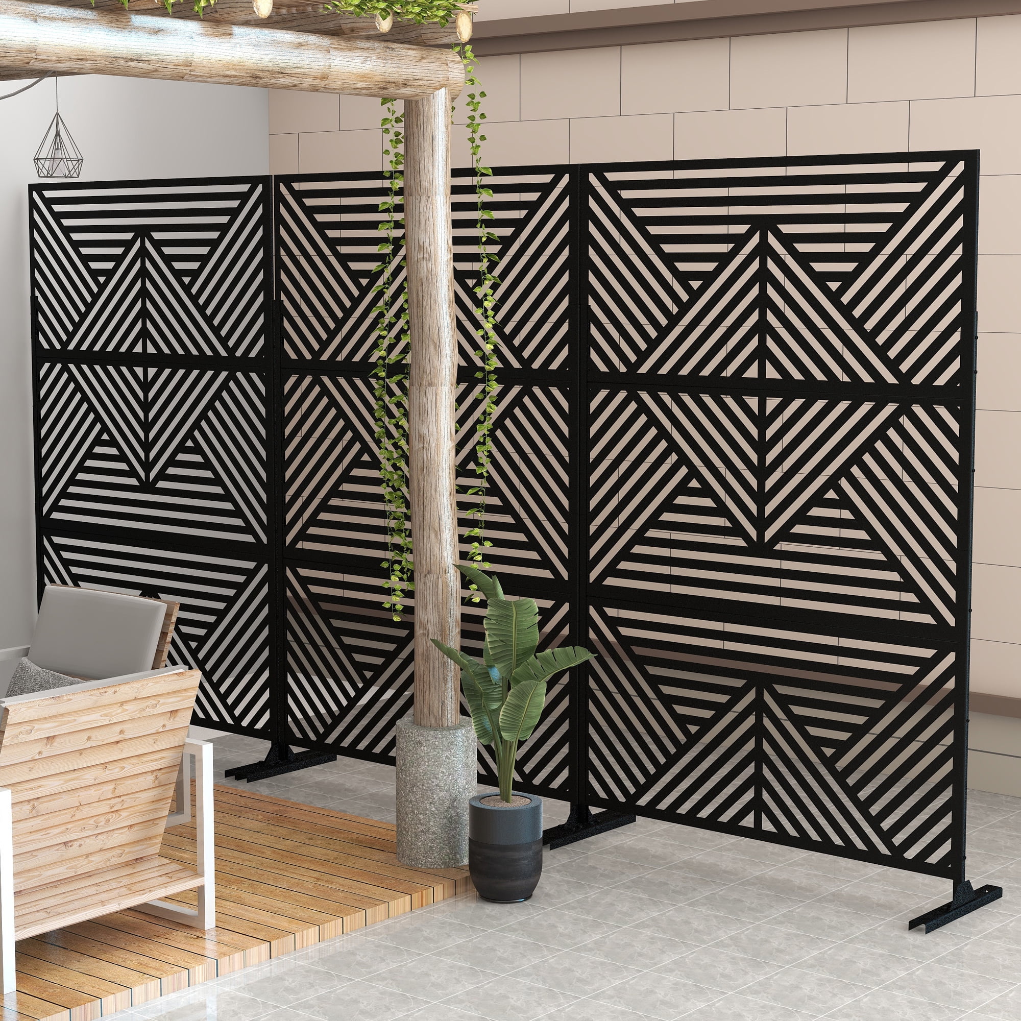 MAYEERTY 72" x 47" Outdoor Privacy Screen, Metal Decorative Screen