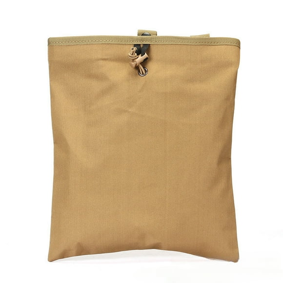 Molle Dump Pouch Tactical Mag Recovery Bag Drawstring Magazine Recycling Storage Pack Outdoor Hunting Gear Waist Pack Utility Khaki