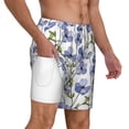thumbnail image 3 of Picia Blue Flax Flowers pattern Mens Swim Trunks with Compression Liner Stretch Beach Shorts Quick Dry with Zipper Pockets No-Chafing Board Shorts-X-Large, 3 of 9