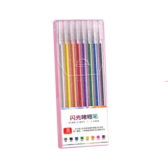 8-Count Flash Gel Pen Set, Shiny 1.0Mm Tip Colored Gel Pens with 5Ml Sparkle ink, Vibrant Glittering Writing tools for Adult Crafting, Doodling, Journaling, Scrapbooking and