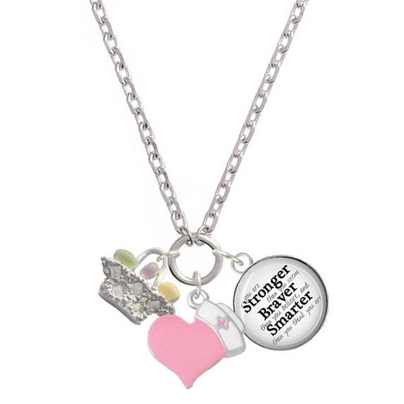 Delight Jewelry Silvertone Easter Egg Basket - Light Pink Heart Nurse Strong Zoe Necklace