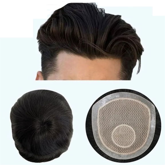 Natural Male Hair Replacement System Hairpiece Straight Human Hair Wig Silk PU Base Men Toupee Unit Mens Capillary Prosthesis