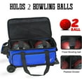 thumbnail image 2 of WOLT | Blue Double Roller 2 Ball Bowling Bag Retractable Handle extends to 40", 2 of 5