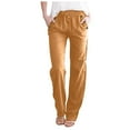 thumbnail image 1 of Timegard Pants for Women Elastic Waist Drawstring Straight Leg Lightweight Lounge Pants with Pockets, 1 of 4