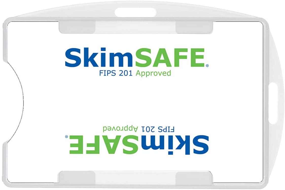 5 Pack - RFID Blocking ID Badge Holder (Holds 2 Cards) - SkimSAFE - Dual Sided Shield Blocks 13.56MHz Radio Signal - Specialist ID (Frosted Clear)