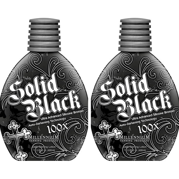 Solid Black 100X Bronzer Indoor & Outdoor Tanning Bed Lotion (13.5oz X2
