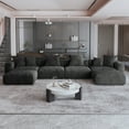 thumbnail image 3 of The Magic Home Canapé Sectionnel Modulaire Convertible en Velours Côtelé en Forme de U à 4 Places, Noir, 3 of 10