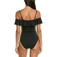 thumbnail image 2 of La Blanca womens  Off-Shoulder Ruffle One-Piece, 6, Black, 2 of 3