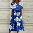 thumbnail image 2 of Robes de Printemps pour Femmes Décontractées Manches 3/4 Longue Robe Évasée Basique Plage Vacances Travail Maxi Robe 2025, 2 of 5