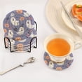 thumbnail image 3 of Yayeee 6 PCS Drink Coasters with Holder Set Woven Absorbent Round Tabletop Hot Pad, Blue Cute Halloween, 3 of 7