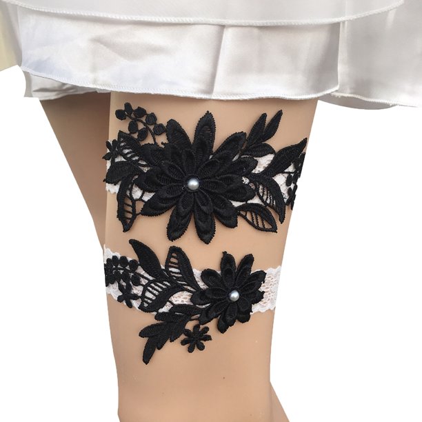 Ligas blancas para novia (2 piezas), liga de boda con encaje elástico, conjunto de liga de boda, accesorios de novia