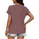 thumbnail image 3 of Xuyuer Womens T Shirts Short Sleeve V Neck Loose Casual Summer Tops Water Soluble Flower Solid Color Loose Comfortable Breathable T-shirt, 3 of 5