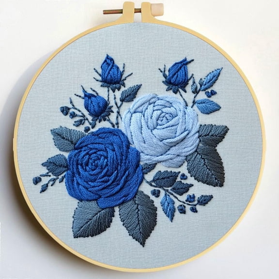 Punch Needle Kits Roses Embroidery Starter Set with Hoop Easy for Beginners DIY Stress Relief Handmade Craft Hobby and Home Decor 20x20cm-2