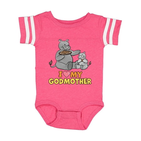 

Inktastic I Love My Godmother Hippos Gift Baby Boy or Baby Girl Bodysuit