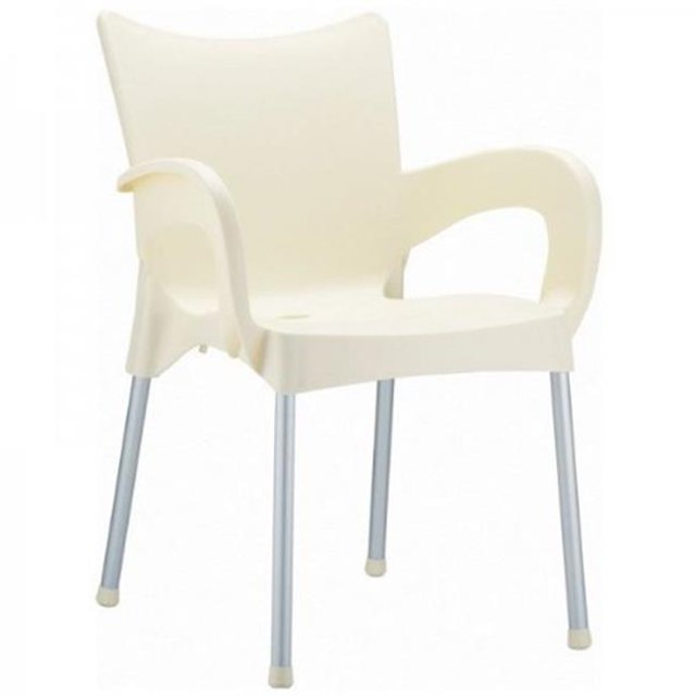 Fauteuil de Salle à Manger Romeo en Résine Beige - Lot de 4