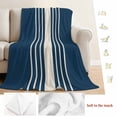 thumbnail image 5 of Navy Blue Beige Striped Blanket Soft Cozy Warm Throw Blanket for Couch, Plush Fuzzy Flannel Fleece Blankets for Sofa, Modern Farmhouse Retro Lines Bed Blankets Lightweight Gifts for Women, 30"x40", 5 of 9