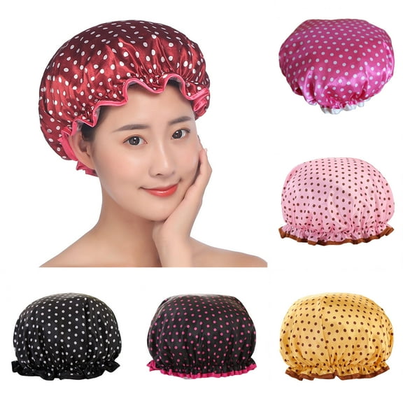 Limei 1Pcs Shower Hat Elastic Double Layer Soft Brim Bath Cap for Women