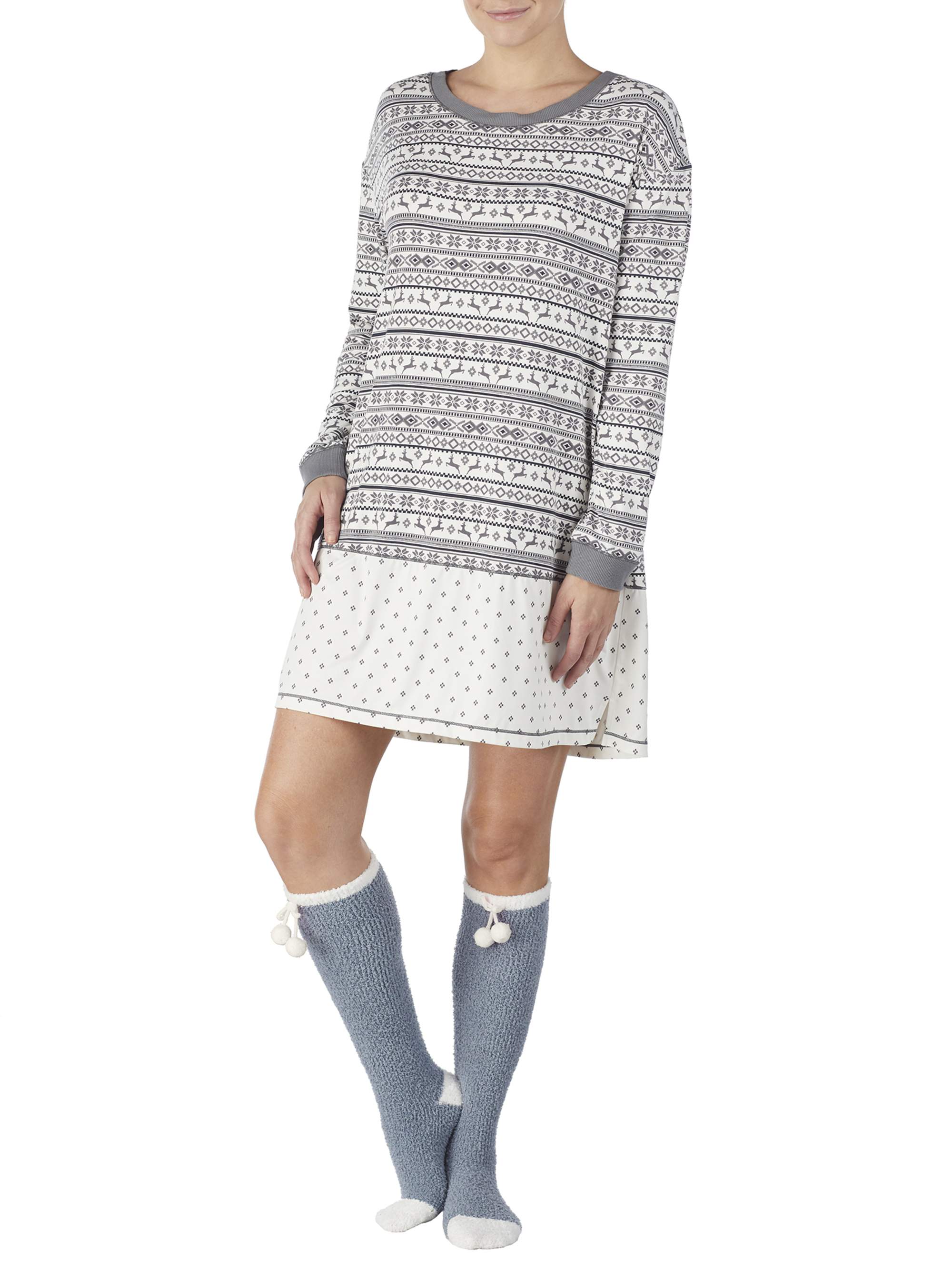 Secret Treasures Women's Cozy Jersey Sleepshirt and Knee High Sock