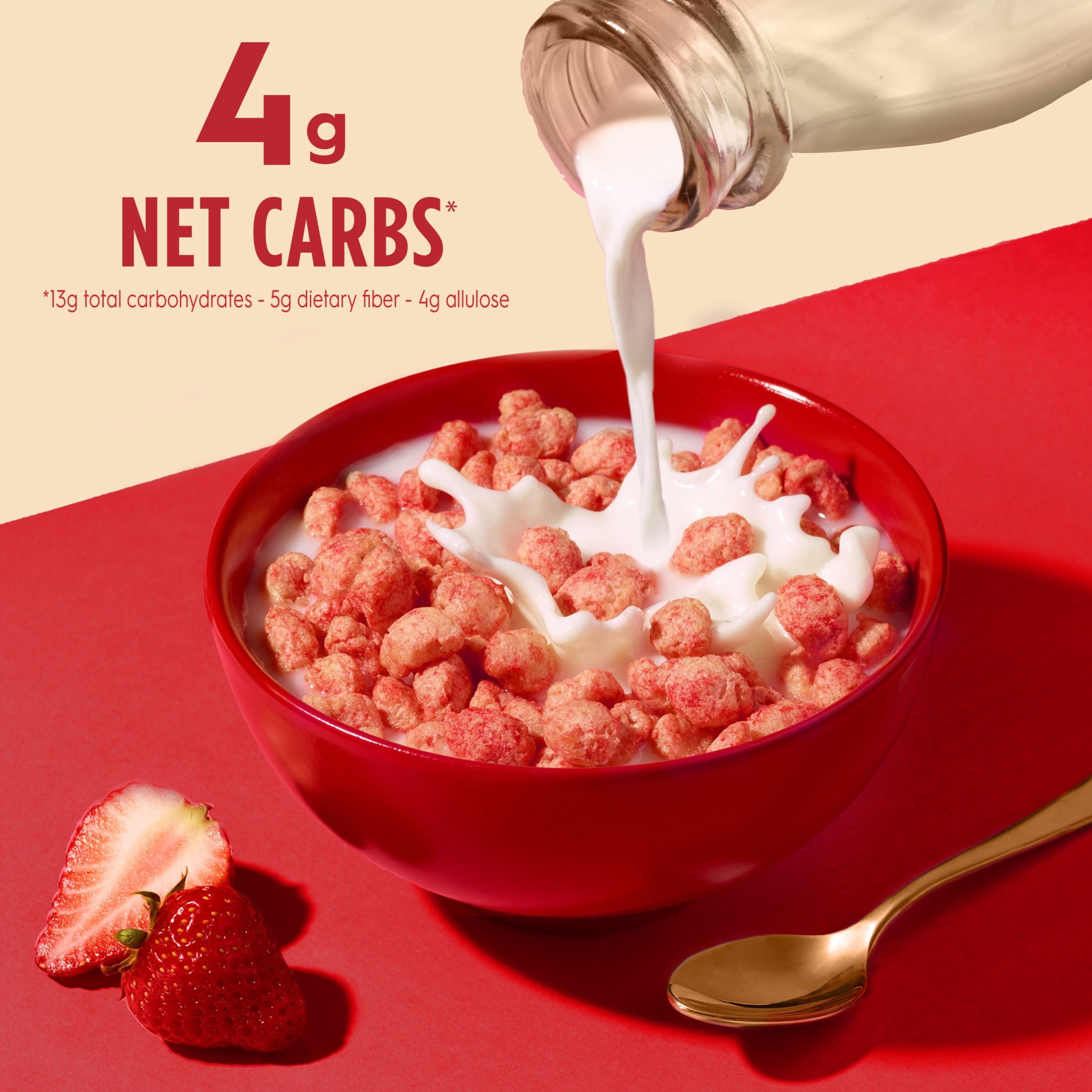 Kellogg's Special K Plus Strawberry Creme High Protein Zero Added Sugar Cereal, Protein Breakfast, 8.1 oz