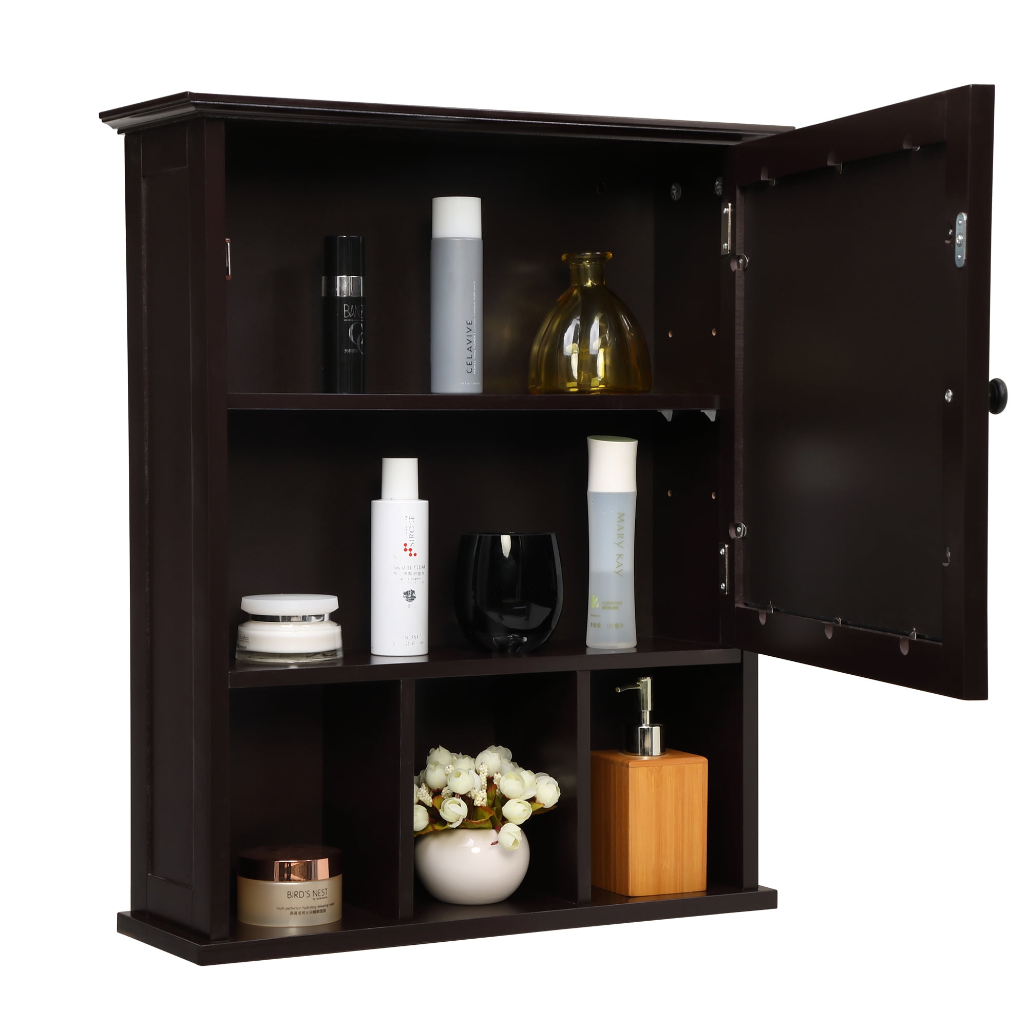 Cfowner Bathroom Cabinet Wall Mounted, Wood Hanging Cabinet with Doors ...