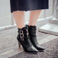 thumbnail image 5 of BONIXOOM Womens Boots High Heel Rubber Buckle Mid-Calf Winter Black, 5 of 6