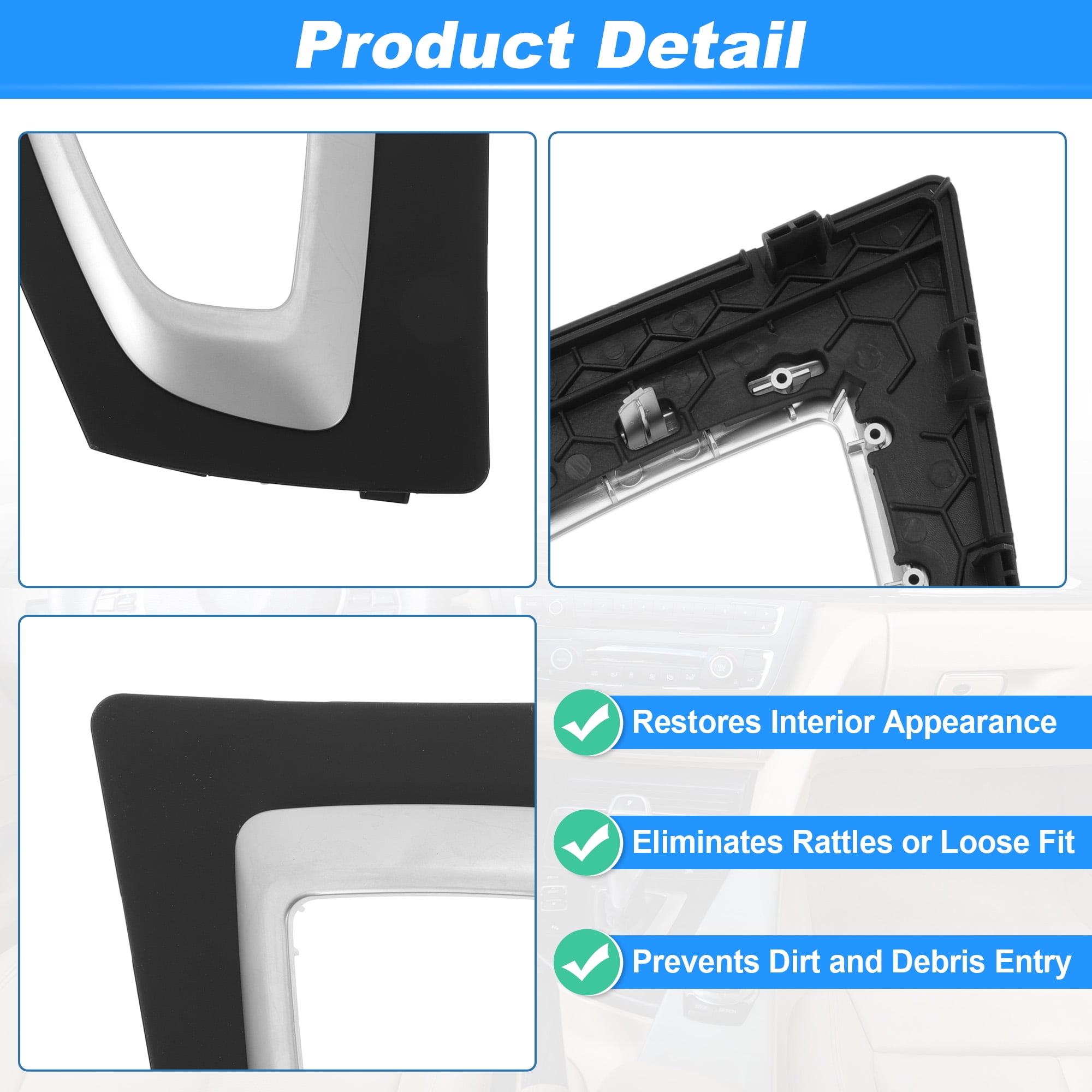 Unique Bargains Gear Shift Panel Shifter Bezel Frame Cover for BMW 3 4 Series F30 F31 F34 F35 F32 F33 F36 No.51169234131 Center Console Control Panel Trim Black, Silver Tone