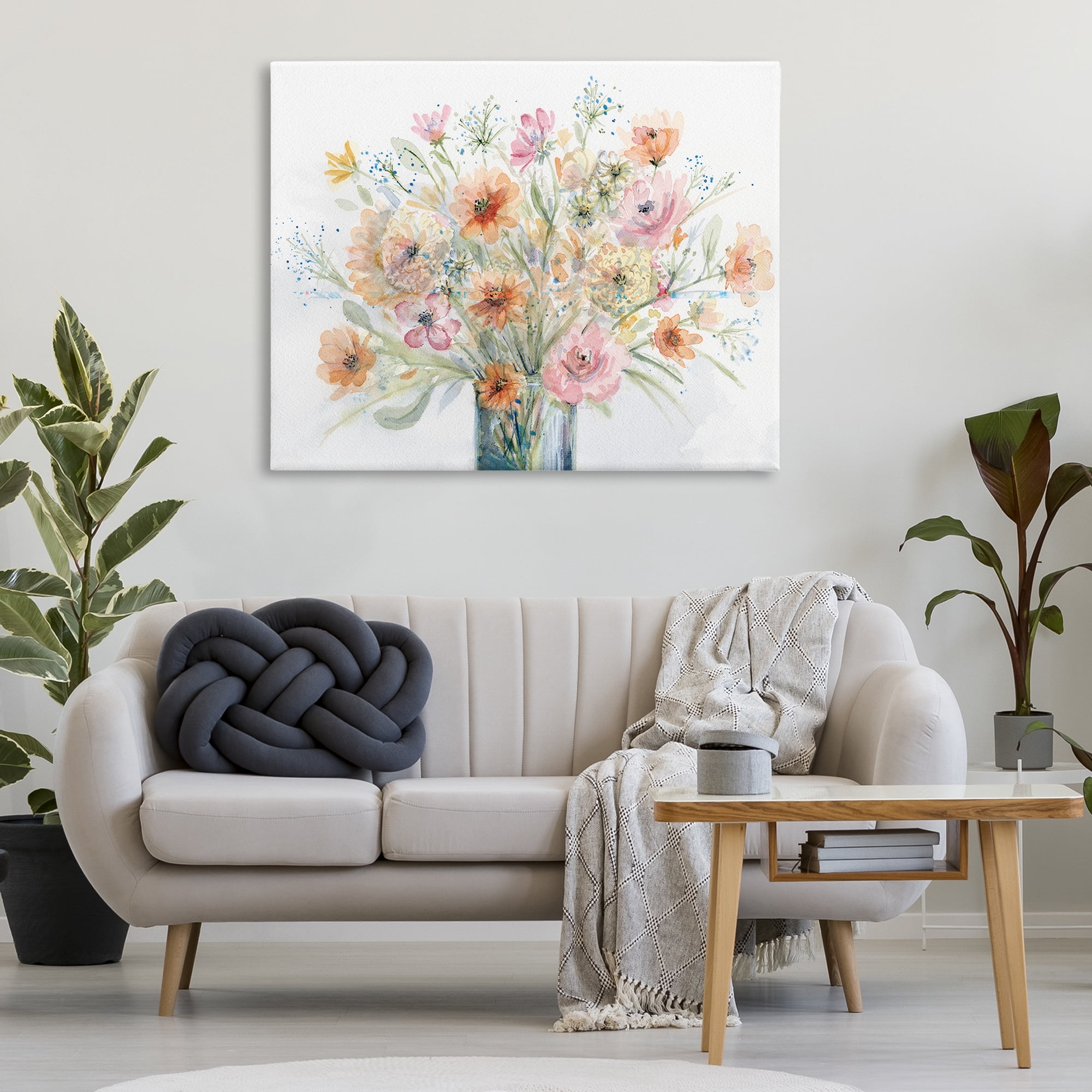 Stupell Industries Peach Pink Bouquet Botanical & Floral Painting Gallery Wrapped Canvas Art Print Wall Art, 48 x 36